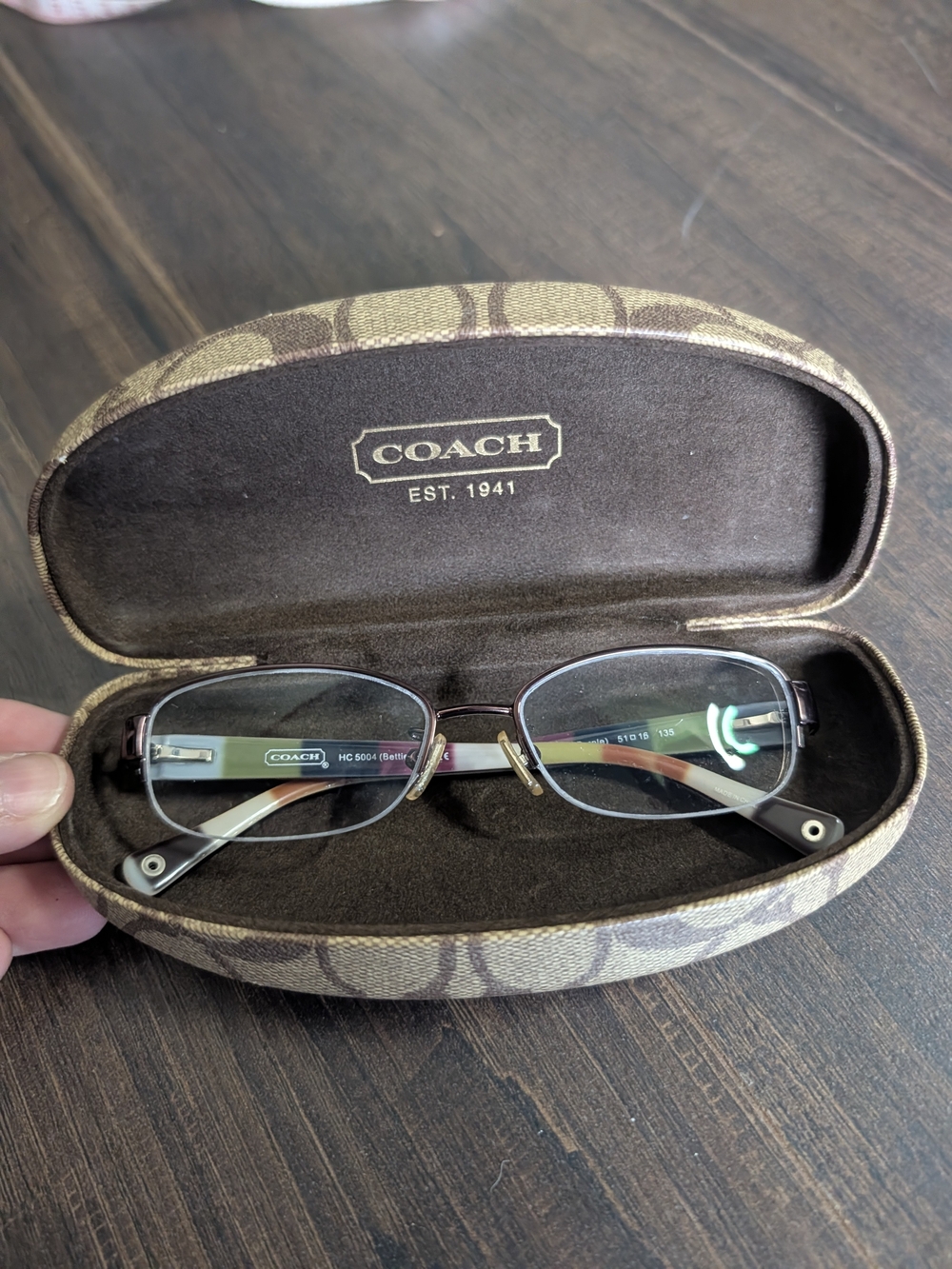 COACH Bettie Purple Multicolor Half Rim Eyeglasses W Monogram Case